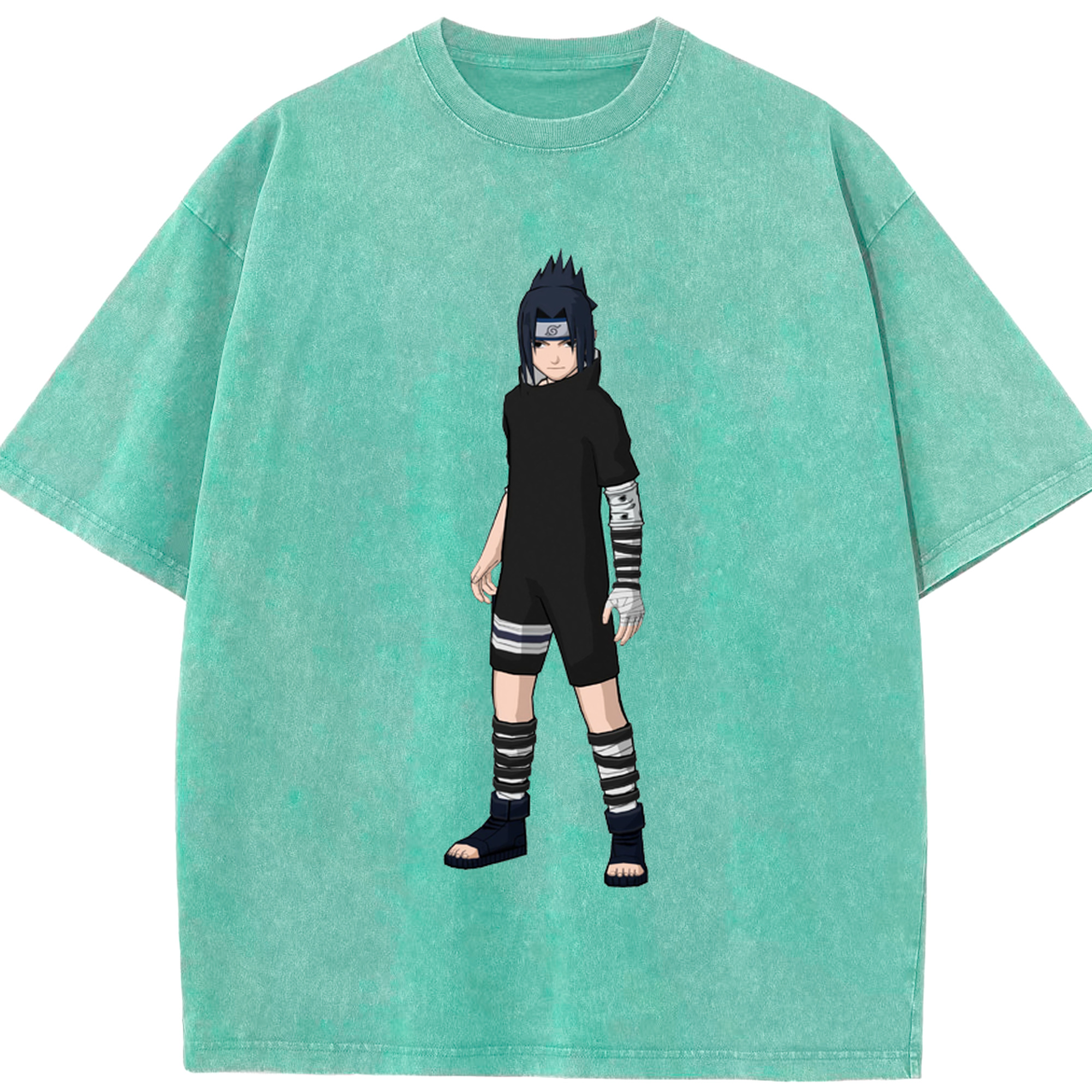 （画像用） NARUTO -ナルト- うちは サスケ Uchiha Sasuke 綿100% ヴィンテージ風 半袖Tシャツ（フロントプリント）